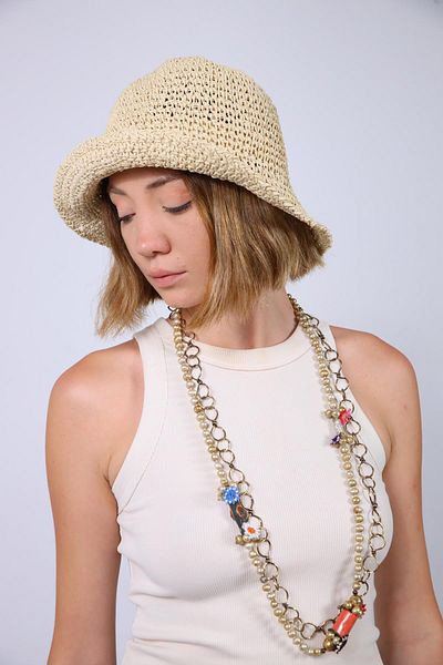 Neşeli Butik Women's Beige Straw Hat Nbmht03