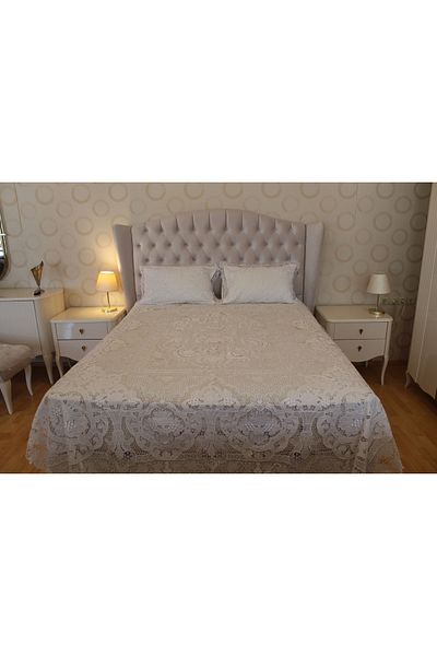 HUZUR ÇEYİZ Dantel Angles 3 Piece Bedspread Set with Grapes