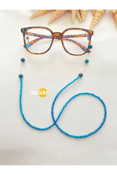 LiKESUN Women's Glasses Rope Glasses Chain with Double Apatite and Jade Stone (Green and Blue Total 2 Pieces)
