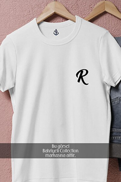 Bahriyeli Collection Μπλουζάκι Unisex με σχέδιο τσέπης με γράμμα oversized R