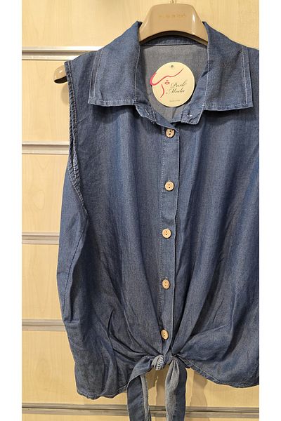 Park Moda Italian Denim Shirt with Tie