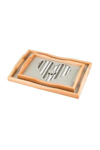 Dania 2-piece wooden and glass tray and plate set. Medium size: 33*24 cm and large size: 42*30 cm.