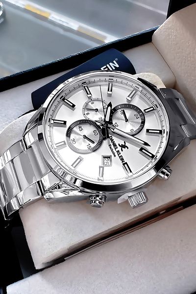 Daniel Klein Exclusive Groom's Men's Watch Waterproof Silver White - Steel Band Gift Bracelet Dke2135C1