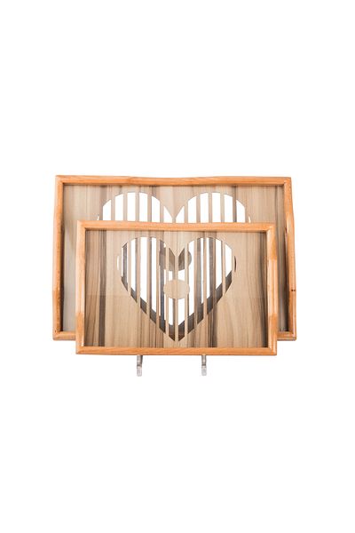 Dania A set of 2 wooden and glass plates and trays with elegant artistic drawings and colors. The medium size is 33*24 cm and the large size is 42*30 cm.