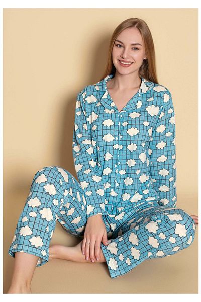 GİYDİNGİYDİN Women's Shirt Patterned Pajama Set