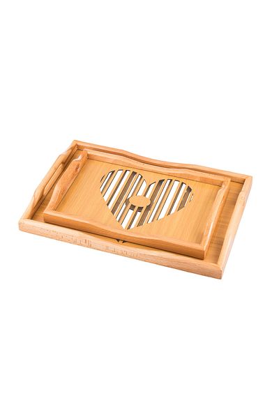 Dania A set of 2 wooden and glass plates and trays with elegant artistic drawings and colors. The medium size is 33*24 cm and the large size is 42*30 cm.