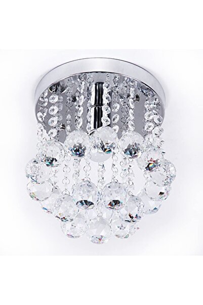 LİVORA LIGHTING Akasya Krom Renk Kristal Taşlı Hol ve Salon Avizesi