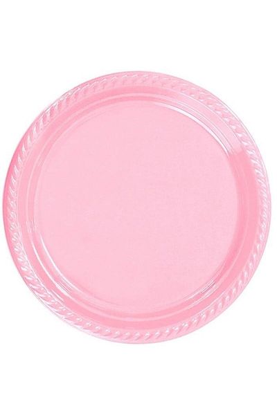 SELANİKLİ Party Plate Plastic Pink Pk 25 Round 22 cm