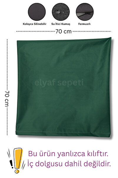 Elyaf Sepeti Su İtici Kare Fermuarlı Yer Minderi Kılıfı Bahçe Minder Kılıfı 7...