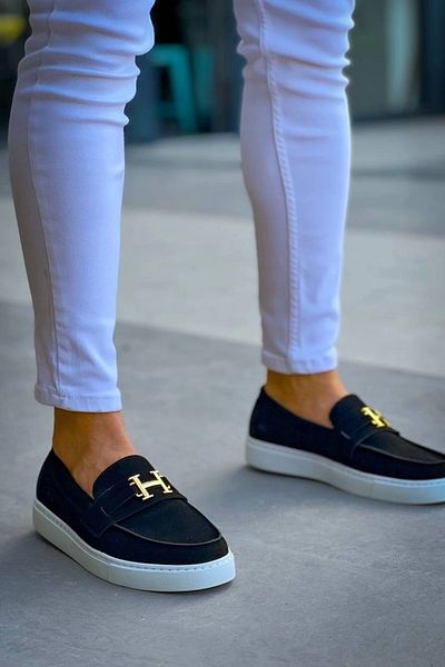 Skygo KB-027 Kuback Pantofi casual pentru bărbați, fără șireturi, din piele intoarsa neagra