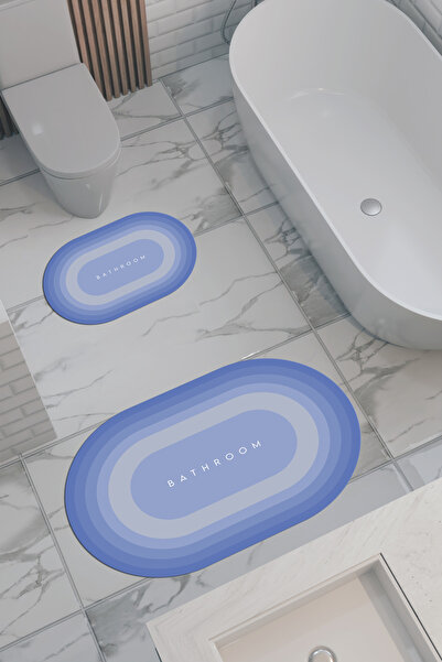 THEMODERNHANE Οικολογικό χαλάκι μπάνιου με σχέδιο μπάνιου, αντιολισθητική βάσ...