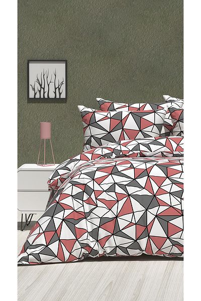 DENİZLİ ÇEYİZ Single Fitted Sheet Elastic Duvet Cover Set Triangle Pattern