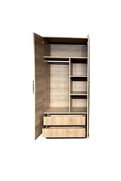 arionkids Pera Wood Dolap 2 Kapaklı-Çekmeceli | %100 MDF | REHAU Kaplama Panjur Kapak | Ağaç Ayaklı
