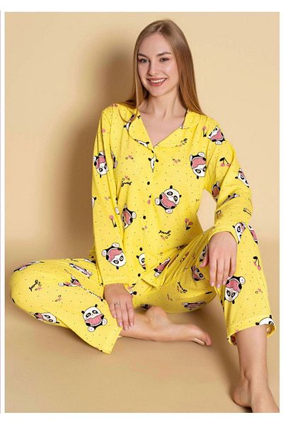 GİYDİNGİYDİN Women's Shirt Patterned Pajama Set