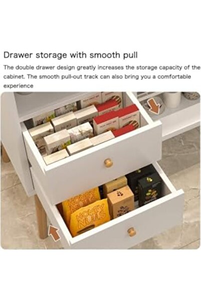 AGD Coffee Corner with Storage, Side Buffet with Shelves and Drawers, Center Table for Home Office 100 x