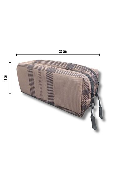 uzaktangelir Quality Affordable 2 Compartment Brown Patterned Pen Holder