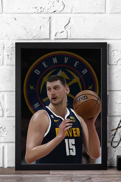 Saturn Nikola Jokic Framed Painting - Denver Nuggets Nba Poster Painting