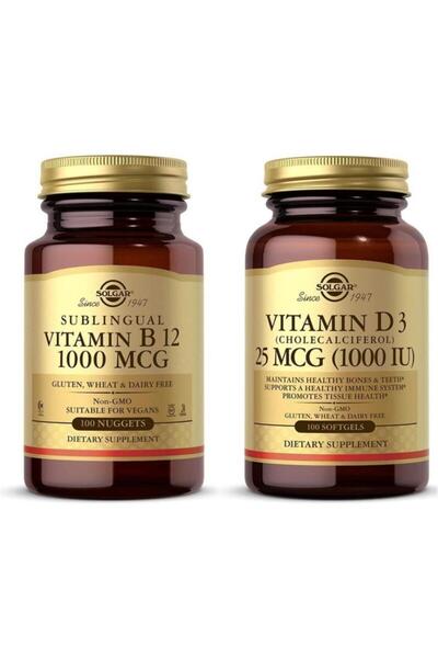 Solgar Vitamin B12 1000 Mcg 100 Kapsül Vitamin D3 Kolekalsiferol 1000li Softgels