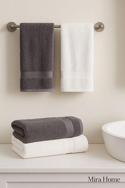 Mira Home 4 Piece Bath Towel Set 100% Cotton Dry Anthracite