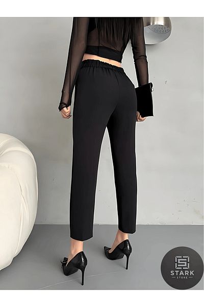 Rift Jeans High Waist Elastic Carrot Cut Cloth Pants with Clips