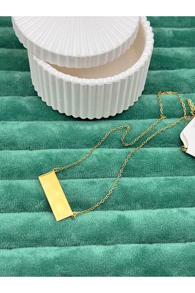 ilvesa shop Name Writable Flat Plate Steel Tarnish Free Necklace