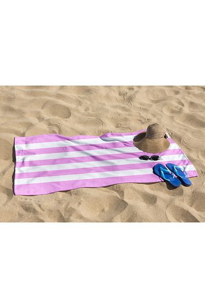 Home 3D Digital Pink Striped Beach Towel