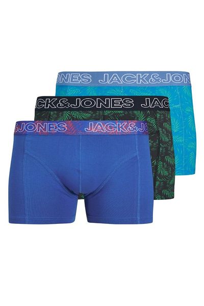Jack & Jones J&J Jaccanvey Ανδρικό πακέτο μπόξερ 3 τεμαχίων με πολύχρωμο λογότυπο γαλάζιο μπλε ναυτικό μπλε