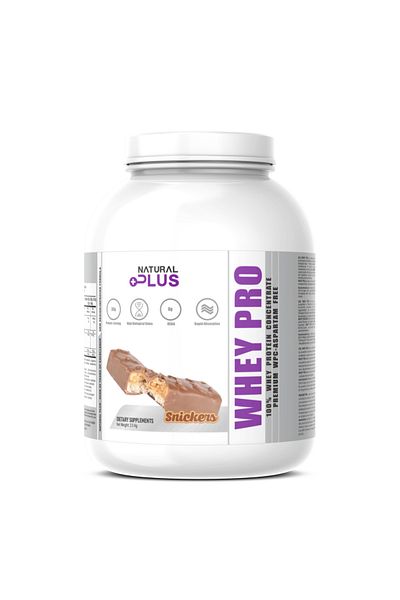 Natural Plus Whey Pro 2.5 kg - 100% Whey Protein Concentrate, Snikers flavour