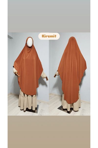 AHRAR tesettür Full Length Sandy Souffle Khimar Hijab Scarf Tile