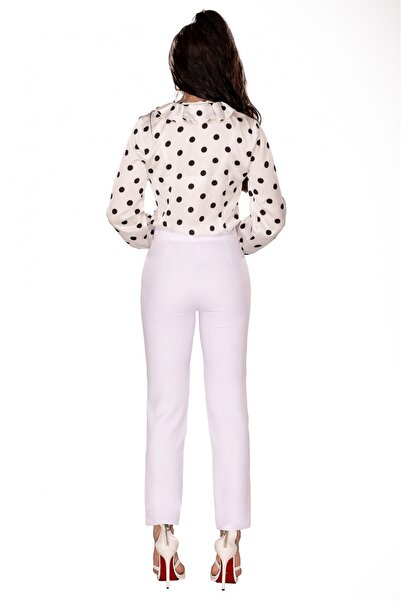 Atmosphere Fashion Elegant white trousers with lace