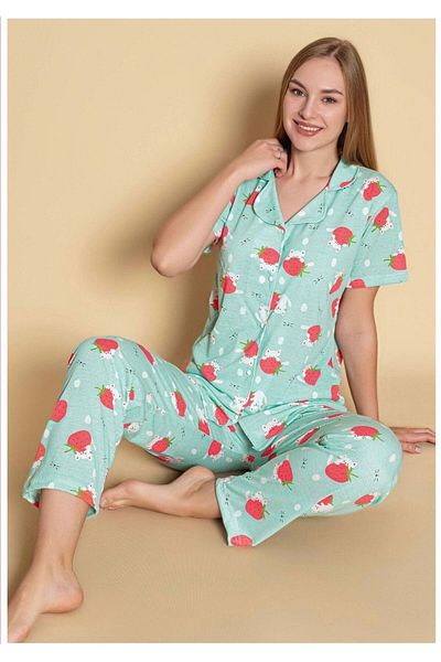 GİYDİNGİYDİN Women's Shirt Patterned Pajama Set