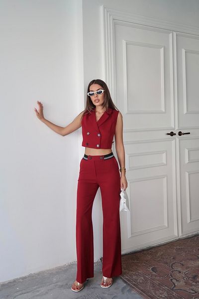 Swass Vesta Vest Trousers Suit Burgundy