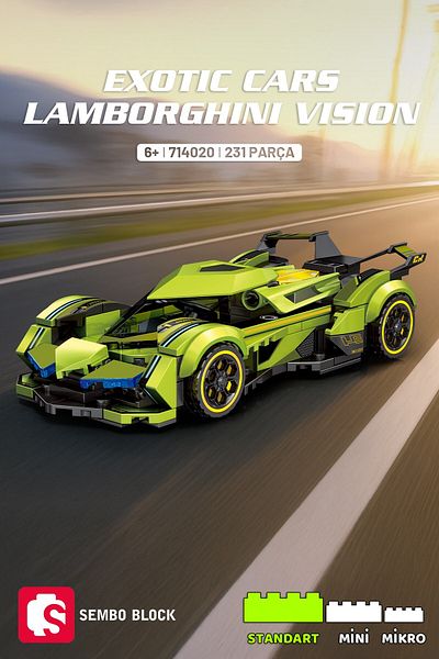 Sembo Block Lamborghini Vision Building Block Set 231 Pieces