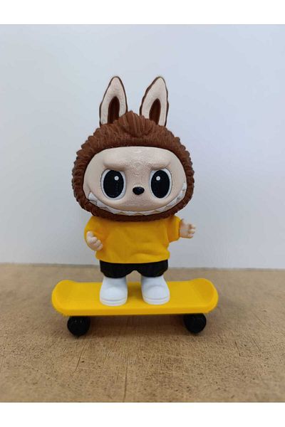 Gekan Labubu Skateboard Yellow 3D Figure Character Figurine Toy 13 cm