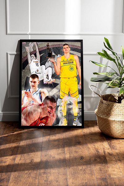 Saturn Nikola Jokic All Star Mvp Framed Painting - Basketball Nba Poster Painting