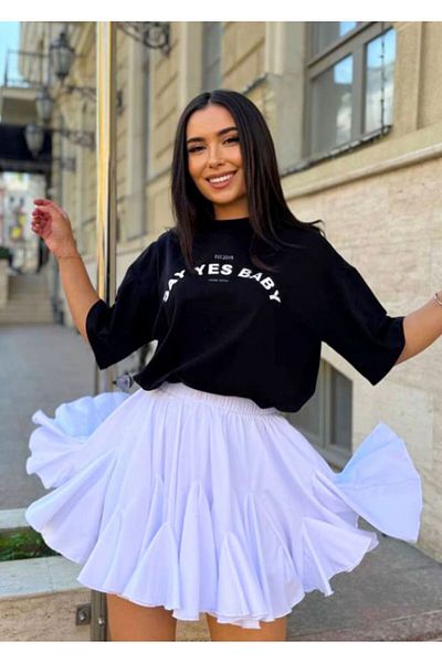 Chance FashionForYou Fustă scurtă cu volane și efect 3D, Sharu