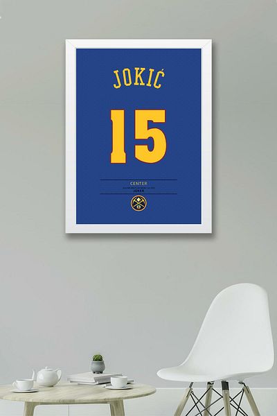 Saturn Nikola Jokic Jersey Framed Painting - Nba Denver Nuggets Jersey