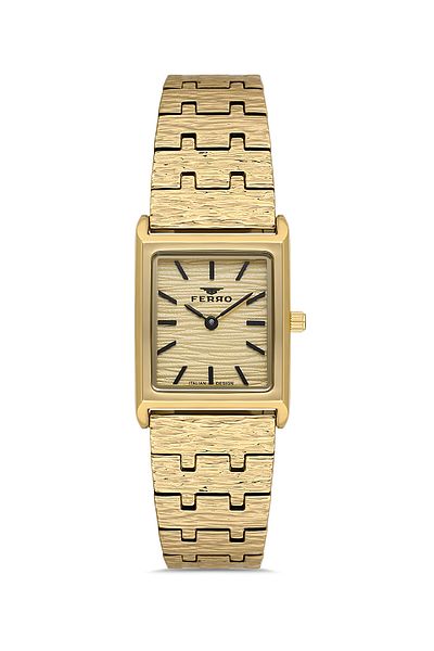 FERRO Fl21599Awt-B4 Quartz Steel Gold Color 22 mm Women Wrist Watch