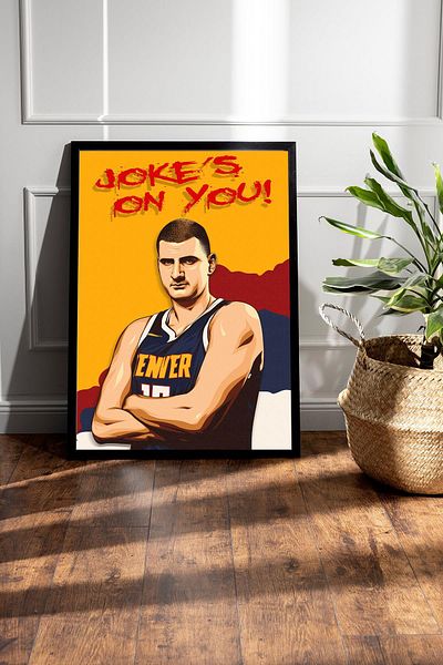 Saturn Nikola Jokic Framed Painting - Basketball Nba Poster Painting