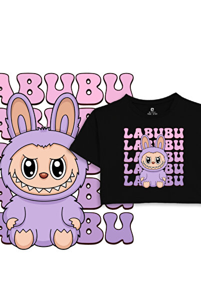 EZ Design Labubu Printed Kids Crop Tshirt