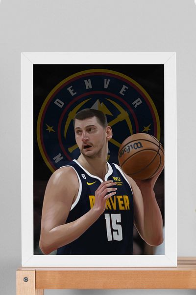 Saturn Nikola Jokic Framed Painting - Denver Nuggets Nba Poster Painting