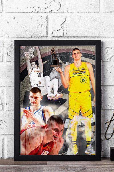 Saturn Nikola Jokic All Star Mvp Framed Painting - Basketball Nba Poster Painting