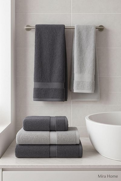 Mira Home 4 Piece Bath Towel Set 100% Cotton Dry Anthracite