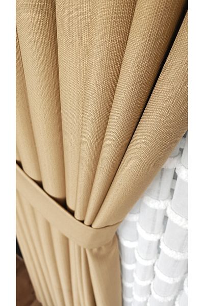 Yuka Κουρτίνα φόντου με λινό υφή Camel Hair Board Πολυτελές βαρύ γκραμμάτων ΜΟΝΟ ΦΥΛΑΚΤΙΚΟ 1/3 Συμπιεσμένο πλισέ μονόχρωμο