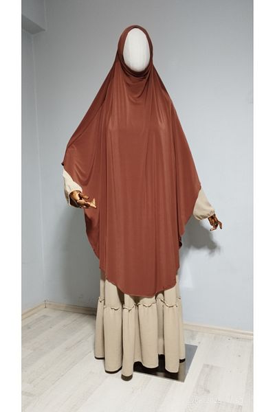 AHRAR tesettür Full Length Sandy Souffle Khimar Hijab Scarf Copper