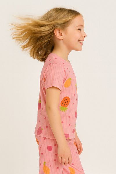 MAXI DRY Cotton Interlock Fabric Seasonal Short Sleeve Double Bottom Top Set 3-14 Years