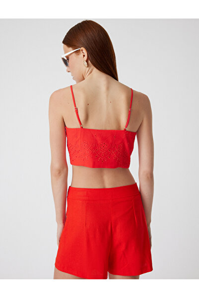 Koton Scalloped Bustier Thin Straps Crop Slim Fit