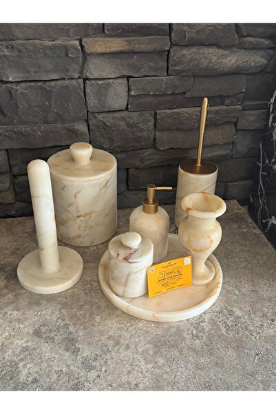 Polen Stone Bal Mermer 7 Piece Natural Stone Bathroom Set