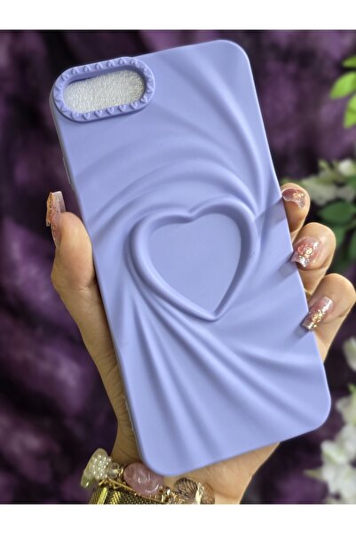 Magic Ring Iphone 7 Plus / 8 Plus Uyumlu 3D Kalpli Lila Silikon Kılıf