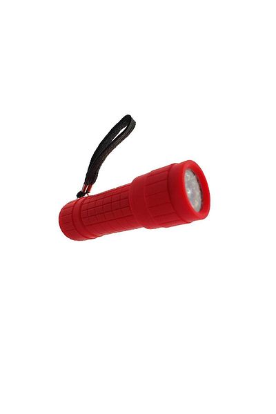 OEM Flashlight with 9 LEDs, Lamex 72826, with anti-slip grip, 100x30mm, 3xAAA, red